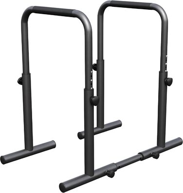 GORILLA SPORTS® Бруси для віджимань та діпів, регульовані, 80-100 см, нековзні, сталь, до 500 кг, чорні – паралети, станція для діпів, обладнання для калістеніки для дому