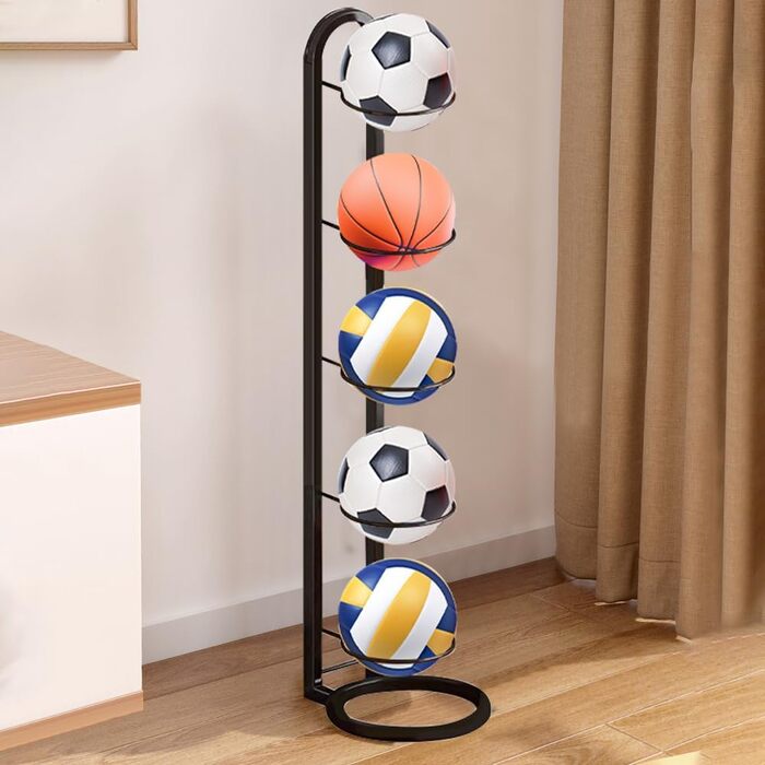 Стійка для зберігання м'ячів для футболу (5 шт.) - білий колір, багатоярусна, для демонстрації