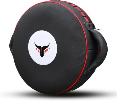 Mytra Fusion Пади для боксу з натуральної шкіри – круглі лапи для тренувань MMA, Муай Тай, кікбоксингу, чорні