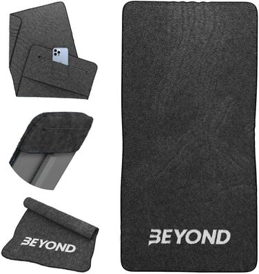 Рушник для фітнесу Beyond Premium, 100% бавовна, чорний, 40x80 см, для CrossFit, важкої атлетики, спортзал, кишеня на блискавці