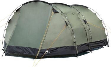 Намет CampFeuer Super+ для 4 особи: великий тунельний намет з 2 входами та тамбуром | Водонепроникний намет 3000 мм для кемпінгу, сімейного відпочинку та груп | Оливковий/Чорний