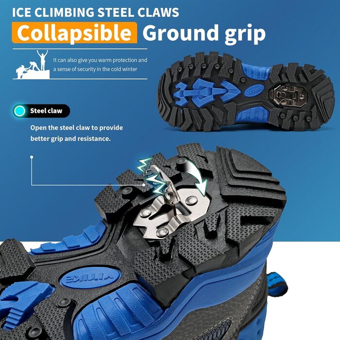 Дитячі зимові черевики ASHION для хлопчиків: середньої висоти, утеплені, для походів та трекінгу, бавовняні, розмір 36 EU, блакитні