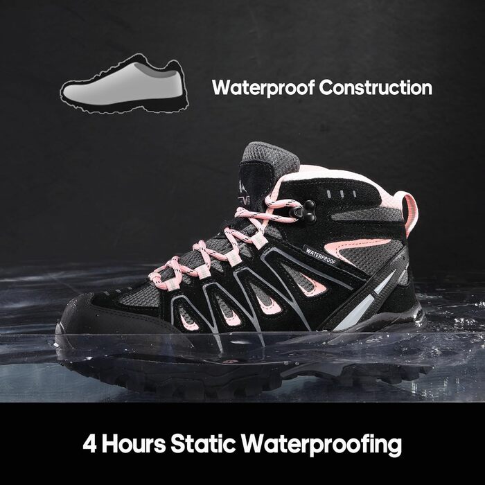 Черевики для трекінгу та подорожей NORTIV 8 для жінок - дихаючі, зручні (38.5 EU, широкі, чорно-рожеві)