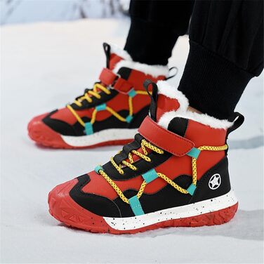 Водонепроникні зимові черевики для дітей: зимові чоботи для дівчаток та хлопчиків, утеплені, для активного відпочинку на вулиці, неслизькі, червоні (29 EU)