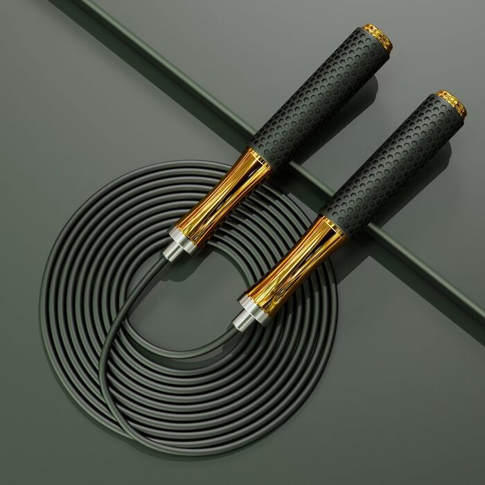 Стрибкове канат для чоловіків, жінок, дітей – з подвійним кульковим підшипником, 360-градусний поворот, металевий руків'я, ядро з силіконовим руків'ям, регульований, 3 м, для фітнесу, схуднення (Блакитний)