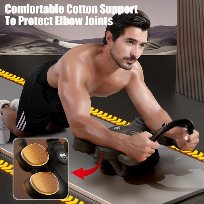 Автоматичний ролер для пресу, 1,5 м з наколінником та таймером, регульована підставка для ліктів