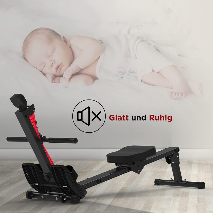 Гребний тренажер для дому, складаний, до 120 кг, червоний