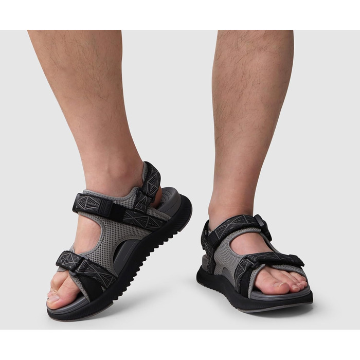 Чоловічі сандалії ONCAI Wandersandalen: сірі сандалії для піших прогулянок, пляжу та водних видів спорту з регульованими ремінцями, розмір 48 EU