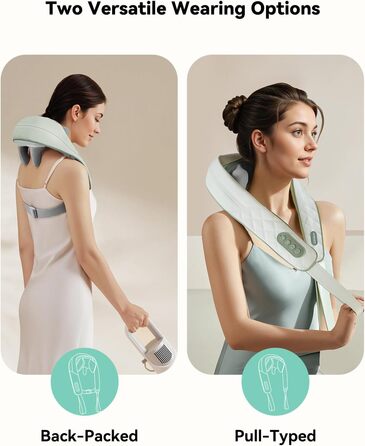 Масажер для шиї Snailax 4D з підігрівом та Shiatsu, електричний масажер для шиї, плечей та спини, зелений