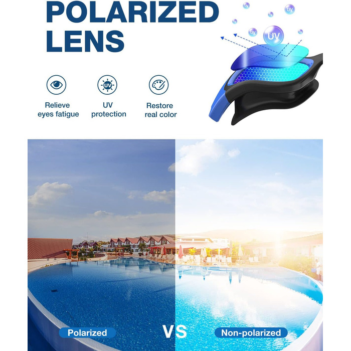Окуляри для плавання ZIONOR G1 з поляризацією, унісекс, дорослі, жіночі, антизапітніння, 100% захист від УФ-променів, чорно-блакитні