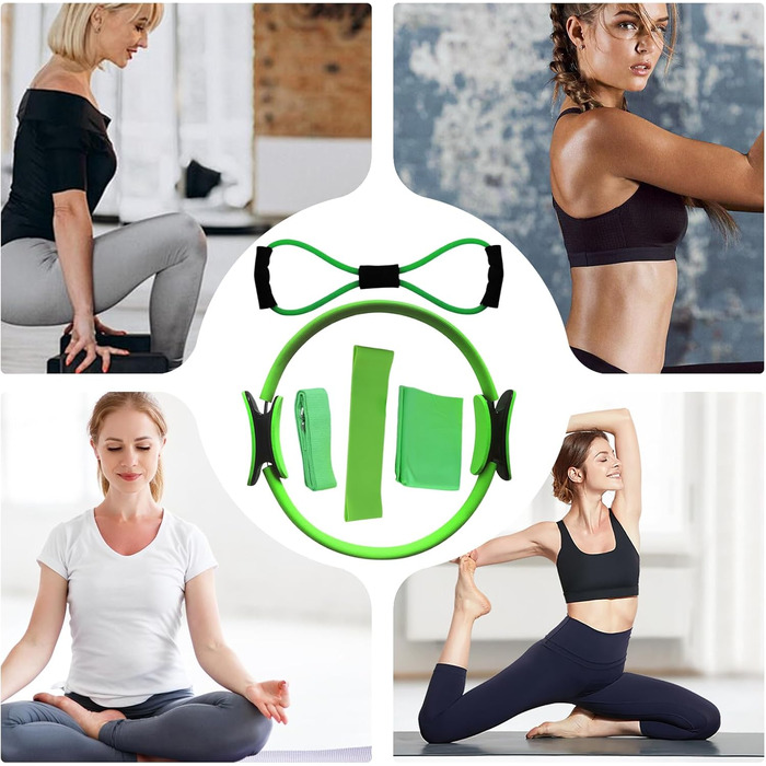 Набір кілець для пілатесу, тренажер для пресу та рук, для фітнесу та схуднення (зелений)