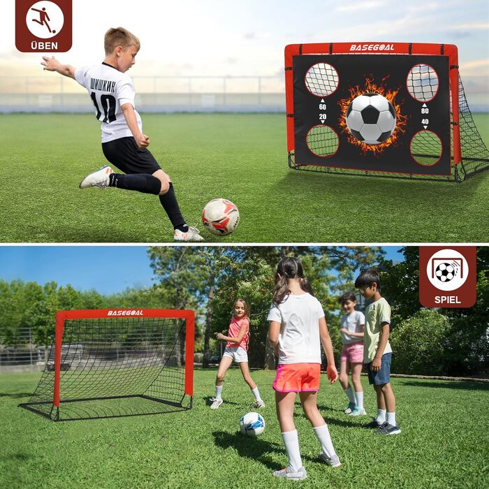 Дитячі футбольні ворота Klappbares Fußballtor 150x120 см з мішенню, 2-в-1 для саду та пляжу, з сумкою та анкерами
