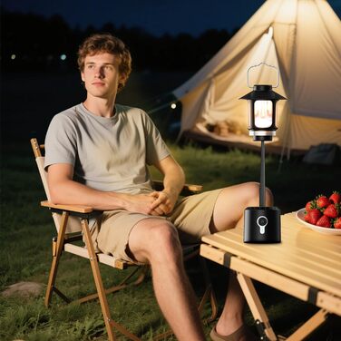 Налобний ліхтар-телескоп Campinglampe, 8000 mAh, LED, 3 кольори, регулювання яскравості, 2 джерела світла, ретро, для кемпінгу, саду, піших прогулянок, надзвичайних ситуацій