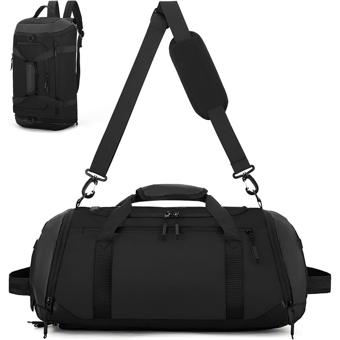 Спортивна сумка для чоловіків та жінок, велика дорожня сумка з відділенням для взуття та мокрих речей, водонепроникна сумка для спорту, тренувань, плавання та подорожей, сумка-вояджер, чорна