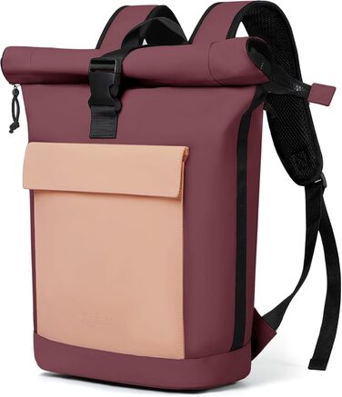Рюкзак Lekeinchi Rolltop для жінок і чоловіків, водонепроникний, з відділенням для ноутбука 17 дюймів, універсальний міський рюкзак для подорожей, навчання, роботи, бордовий