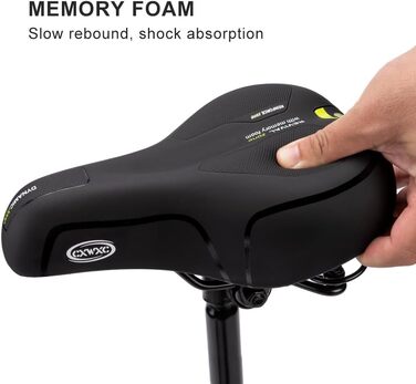 Велосипедне сідло CXWXC з піною пам'яті, ергономічне, водонепроникне, амортизуюче, 26 x 18,5 см, для MTB велосипедів (Чорне)