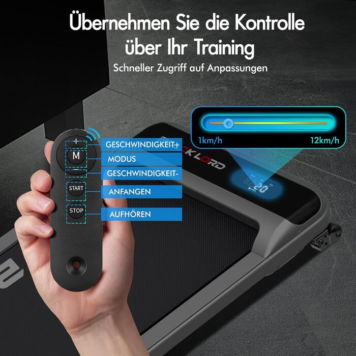 Електричний біговий тренажер BLACK LORD MS2 схил 9%, 3.2 PS, 4-в-1, для дому та офісу, 12 програм, динамік, 140 кг