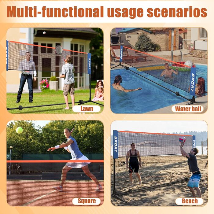 Набір для бадмінтону та піклболу AKOZLIN: регульована висота, сумка для перенесення, універсальне поле для бадмінтону, волейболу, тенісу, піклболу та футбольного тенісу
