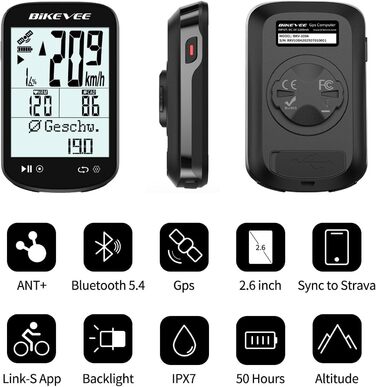 Велокомп'ютер GPS бездротовий ANT+ Bluetooth 2.6