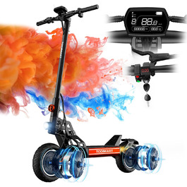 Електросамокат для дорослих TODIMART G2/S9/13, 40-90 км, 10'' оффроуд колеса, подвійна підвіска, 48В 10.4/20.8Ah, вантажність 150 кг, складаний, ключ-запуск