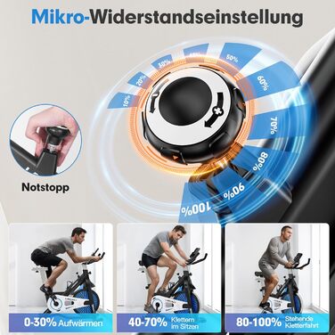 Велотренажер для дому: фітнес-велосипед з пульсометром, LCD-дисплеєм та підставкою для iPad, регульоване сидіння та опір, чорний