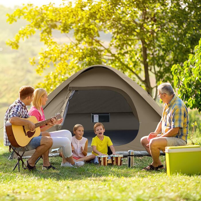 Сімейне намет UNP для 3 осіб, водонепроникний, вітростійкий, з захистом від дощу, простий у встановленні, портативний купольний намет для кемпінгу, 240 x 210 x 120 см (Хакі)