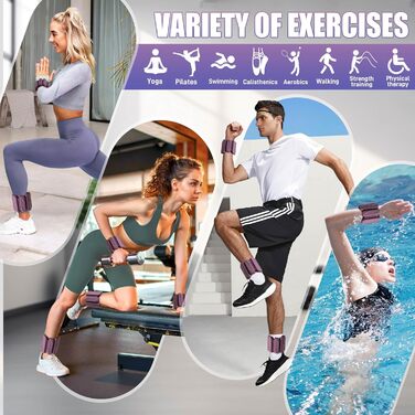 Набір манжет для ніг та рук 1.8 кг (0.9 кг кожна) для занять спортом, фітнесом, кардіо та силовим тренуванням. Манжети для ніг та рук, фіолетовий колір.