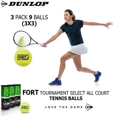 Тенісні м'ячі Dunlop Fort All Court, 9 штук (3x3), універсальні