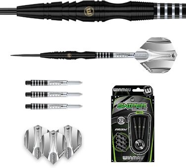 WINMAU Sniper Black професійний вольфрамовий дартс-набір з оперенням і стрижнями