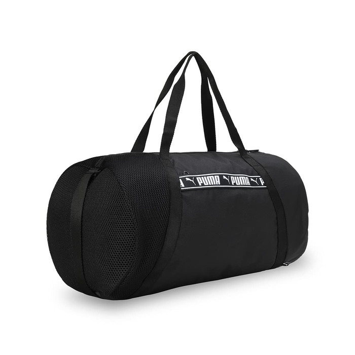 Спортивна сумка Puma ESS Barrel Bag для жінок, чорна з білим, універсальний розмір