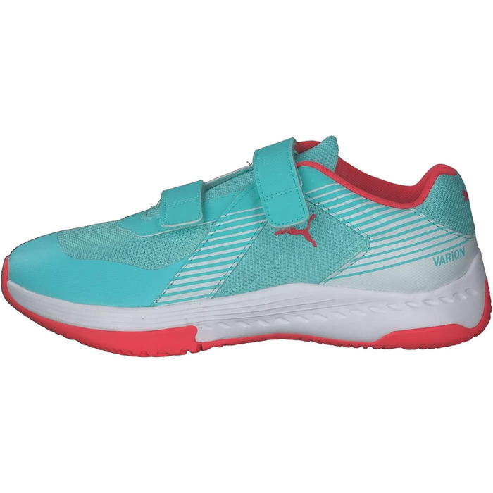 Дитячі спортивні зала-тенісні кросівки PUMA Varion V Jr. 37.5 EU, кольори: Aqua, Sunblaze, White