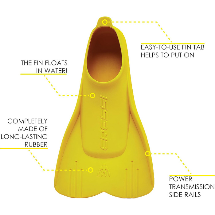 Ласти дитячі CRESSI Mini Light жовті, 34/35 - для плавання, снорклінгу та дайвінгу