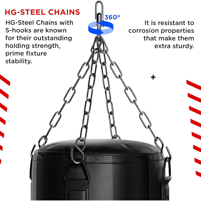 Боксерська груша RDX 145 см з наповнювачем 50 кг, рукавичками та сталевим тросом. Шкіряна, для боксу, фітнесу, кікбоксингу, MMA, муай-тай, карате. Чорний колір, 3 шт.