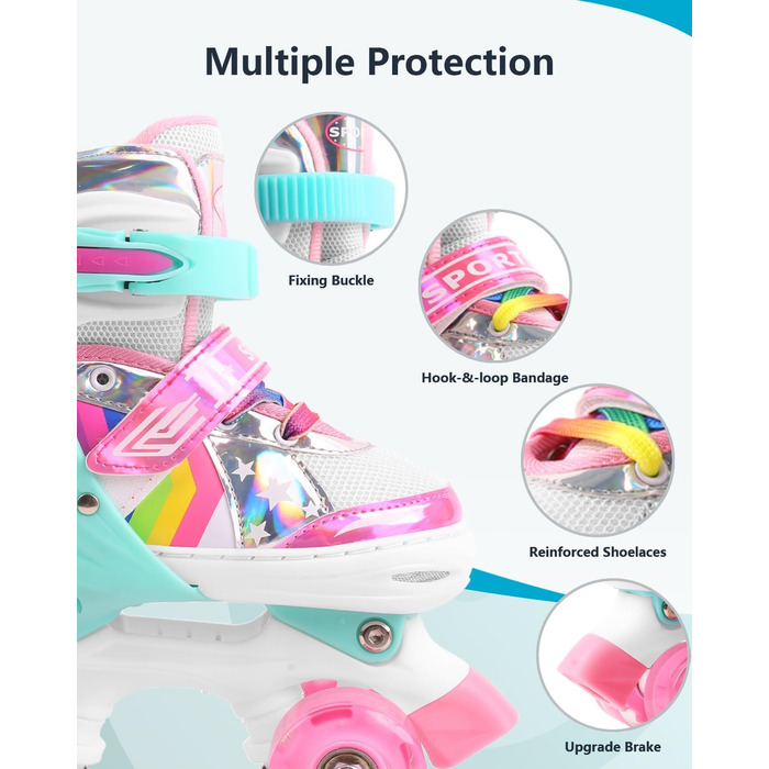 Дитячі ролики Ceestyle Verstellbare з регульованим розміром, світлові колеса, для хлопчиків та дівчаток, розмір 27-37 (4 розміри), рожеві
