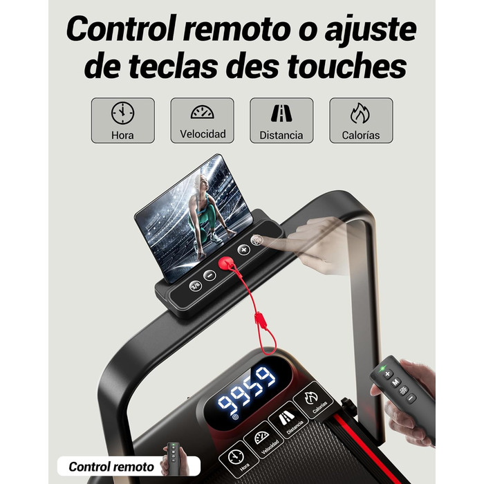 UMAY Бігова доріжка з нахилом 15%, біговий килимок для дому, складаний, з трійною амортизацією та пультом дистанційного керування, максимальне навантаження 136 кг, нахил 15%