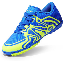 ДREAM PAIRS Дитячі футбольні кросівки для хлопчиків та дівчаток, спортивне взуття для легкої атлетики, тренування, зручні та зносостійкі, для стрибків у довжину, унісекс, 35 EU, Королівський лимонно-зелений, білий