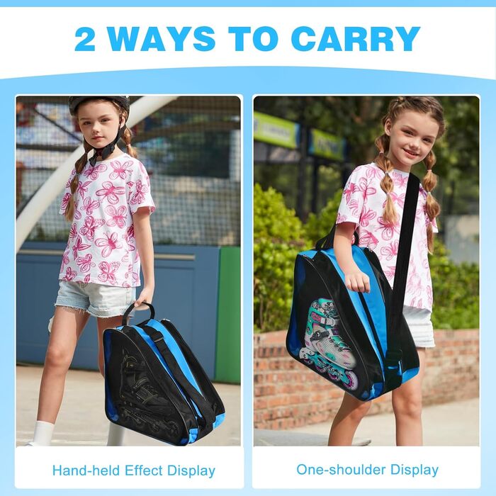 Сумка для роликів та ковзанів для дітей. Сумка для роликів Inliner, Ice Skate Bag, Skischuhtasche, Rollschuhtasche (Блакитна)