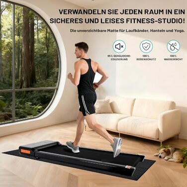 Складаний захисний килимок під тренажер (120x80 / 200x90 см) — протиковзний мат для бігової доріжки, еліптичного та велотренажера, товщина 6 мм, амортизаційний килим для йоги