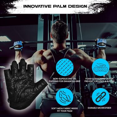 Фитнес-рукавички Westwood Fox для жінок та чоловіків: дихаючі рукавички для важкої атлетики, фітнесу, велоспорту та тренувань з товстою підкладкою та захистом долоні, антиковзне покриття, колір аква, розмір M