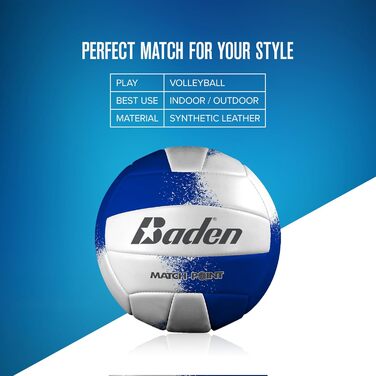 Волейбольний м'яч Baden Match Point для вулиці та відпочинку (розмір 5) - Royal Blue/Weiß