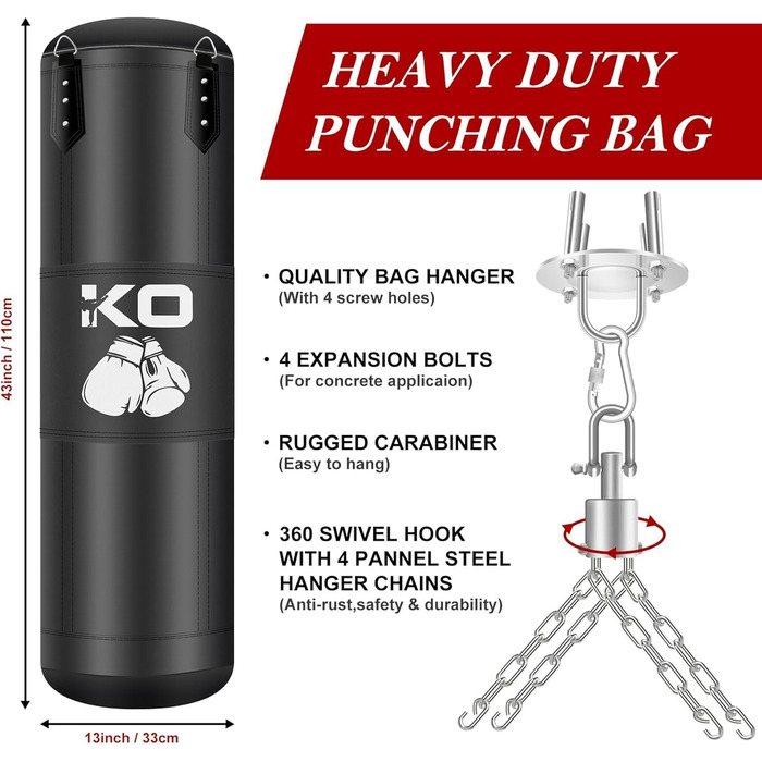 Набір боксерського мішка Boxsack Hängend Set, 120 см, преміум-якість, для боксу, кікбоксингу, MMA, грэпплінгу, карате та інших єдиноборств