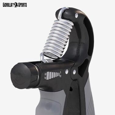 Регульовані гріпси Gorilla Sports® 5-60 кг з лічильником, нековзні - тренажер для пальців, передпліч, кистей рук та збільшення сили хвата для фітнесу та силових тренувань