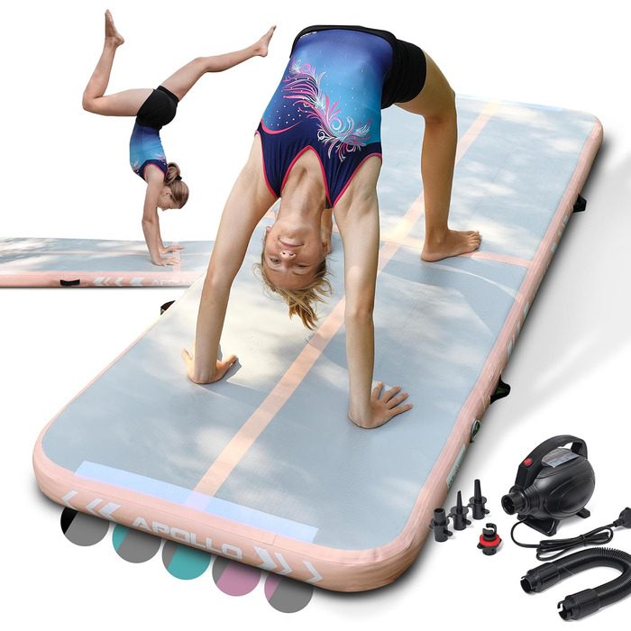 Надувний гімнастичний мат Apollo Air Mat Pro 3м/4м – доріжка для акробатики та фітнесу, для дорослих і дітей, для дому й вулиці