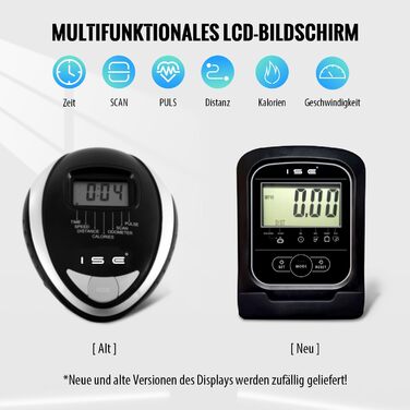 Ергометр ISE для дому з магнітним гальмом, пульсометром і LCD-дисплеєм, 8 рівнів навантаження, велотренажер з сидінням та спинкою