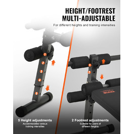 VEVOR лавка для віджимань, Bauchbank з обертовим руків'ям, регульована висота, міцна сталь, вантажопідйомність 500/600/453,6 кг для домашніх тренувань, силові вправи, м'язи всього тіла (лавка для пресу/500lbs)