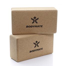 Набір йога-блоків з натурального корка BODYMATE (2 шт), екологічні блоки для йоги, пілатесу та медитації, 22 x 12 x 7,5 см