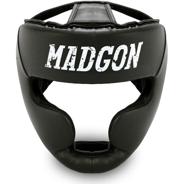 MADGON Преміум захисний шолом для боксу та MMA, з максимальним захистом і оглядом, чорний/білий, розмір M