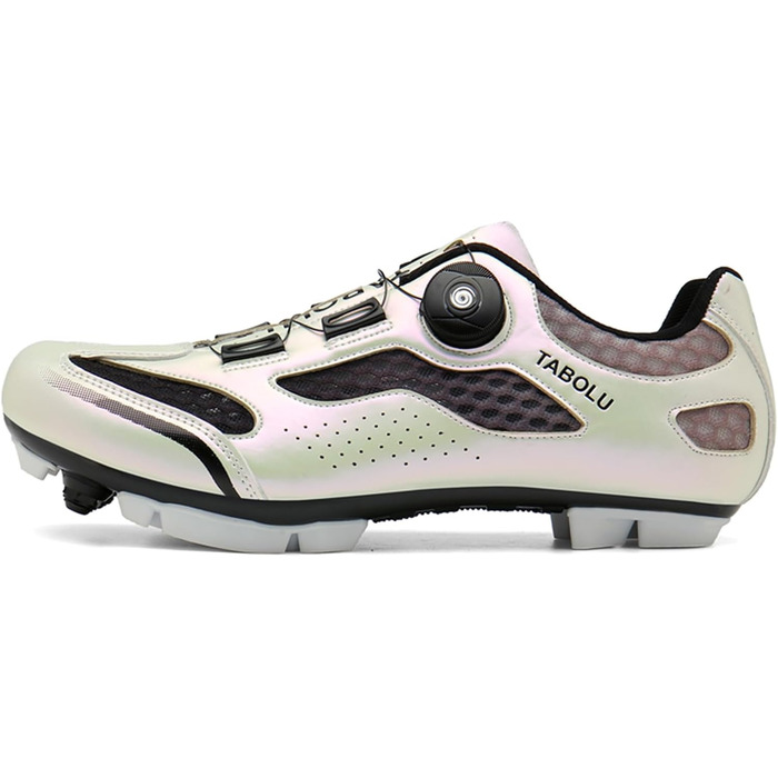 Велосипедні черевики MTB для чоловіків та жінок, сумісні з SPD, унісекс, для катання на гірському велосипеді, з клітами, 46 EU, сріблясті