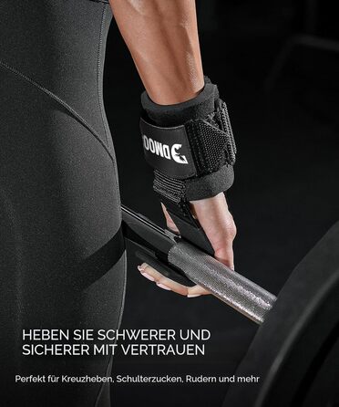 Набори для тяги DMoose Fitness для чоловіків та жінок (пара) - міцний нейлон з ремінцями на зап'ясті 8 мм - допоміжні засоби для тренажерного залу для пауерліфтингу та станової тяги - ручки для силових тренувань, червоні