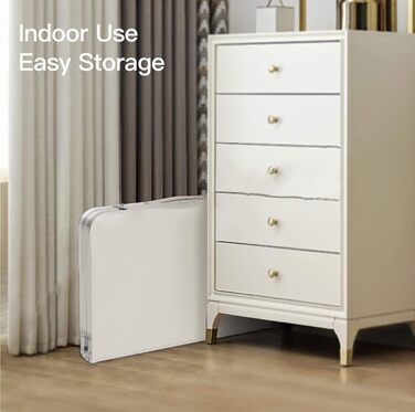 Складаний столик Qimu 60 см, алюміній, регульована висота 26/56 см, для саду та пікніка, білий